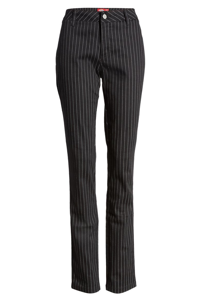 Pinstripe Four Pocket Stretch Cotton Pants, Alternate, color, BLACK