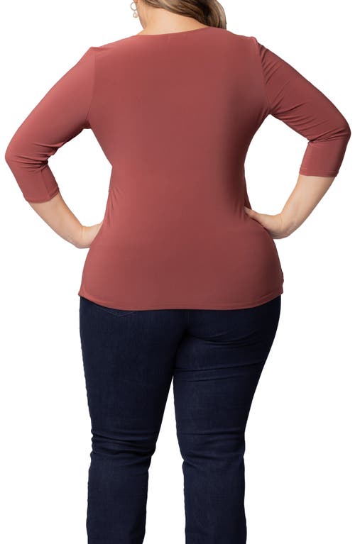 Shop Kiyonna Faux Wrap Top In Marsala
