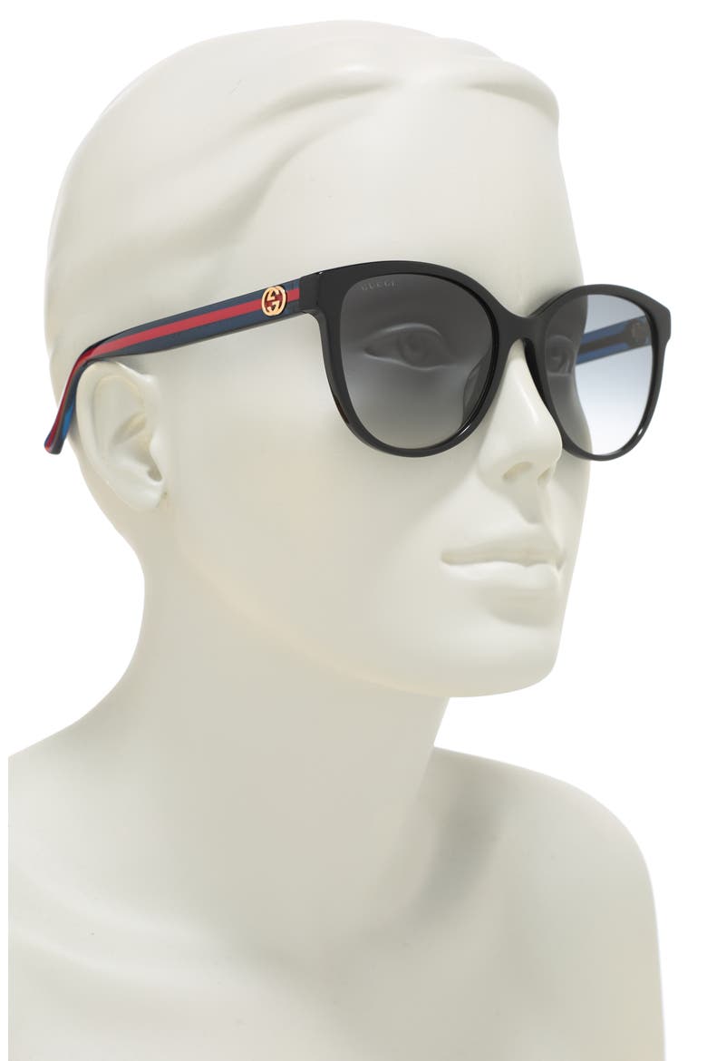 55mm Round Sunglasses, Alternate, color, BLACK