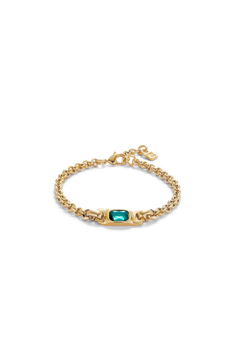 18K gold-plated chain bracelet with green crystal