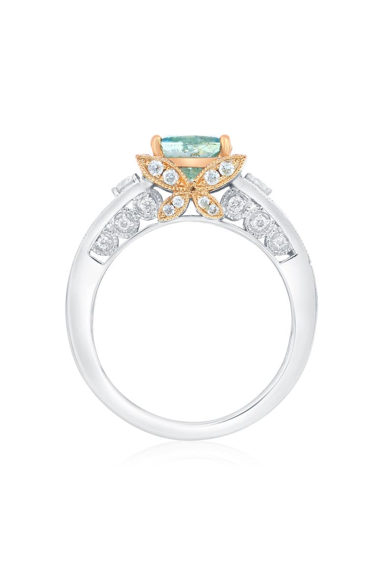 14K White & Rose Gold 2.12ct Green Diamond & 0.70cttw Diamond Ring, Alternate, color, Green