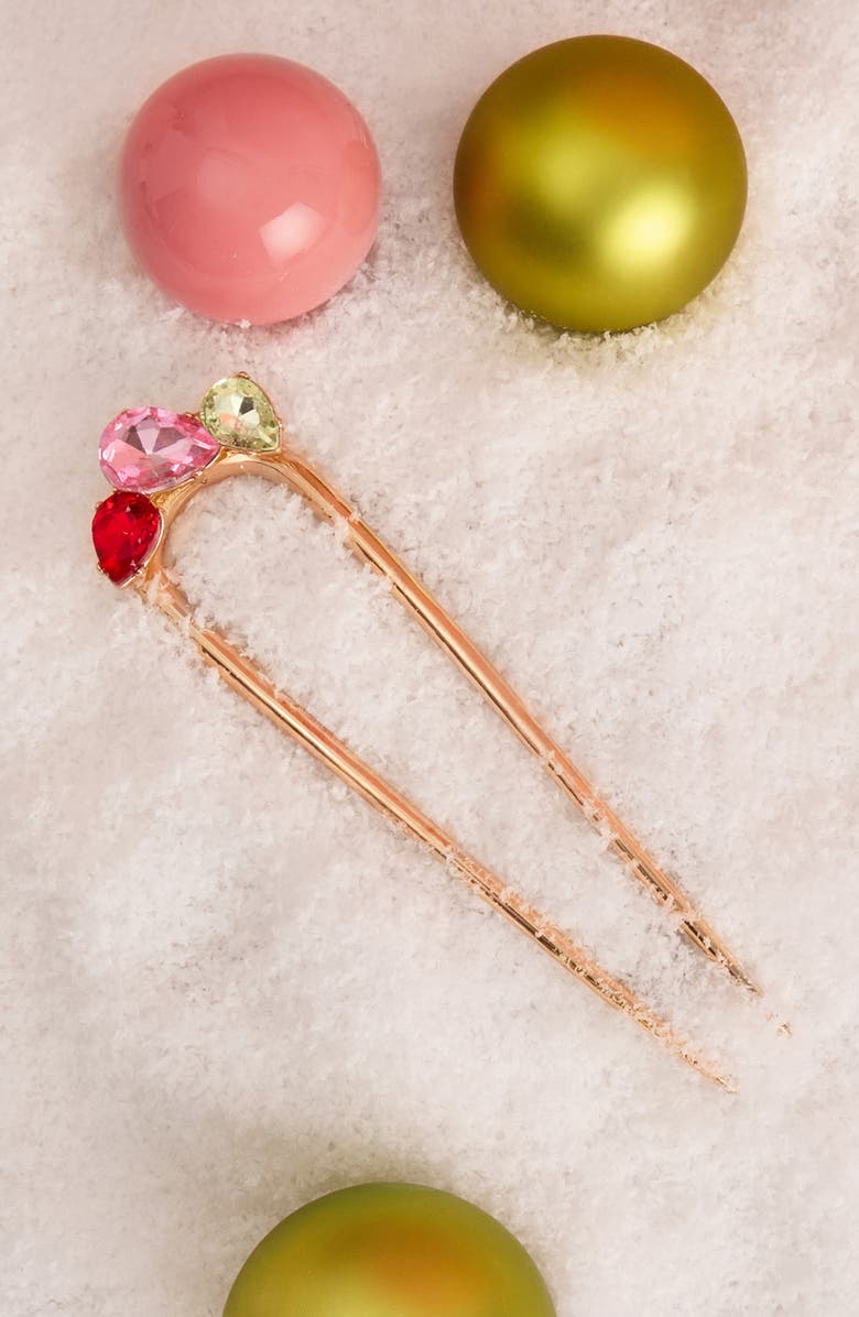Kitsch Rhinestone French Hair Pin, Alternate, color, Gold