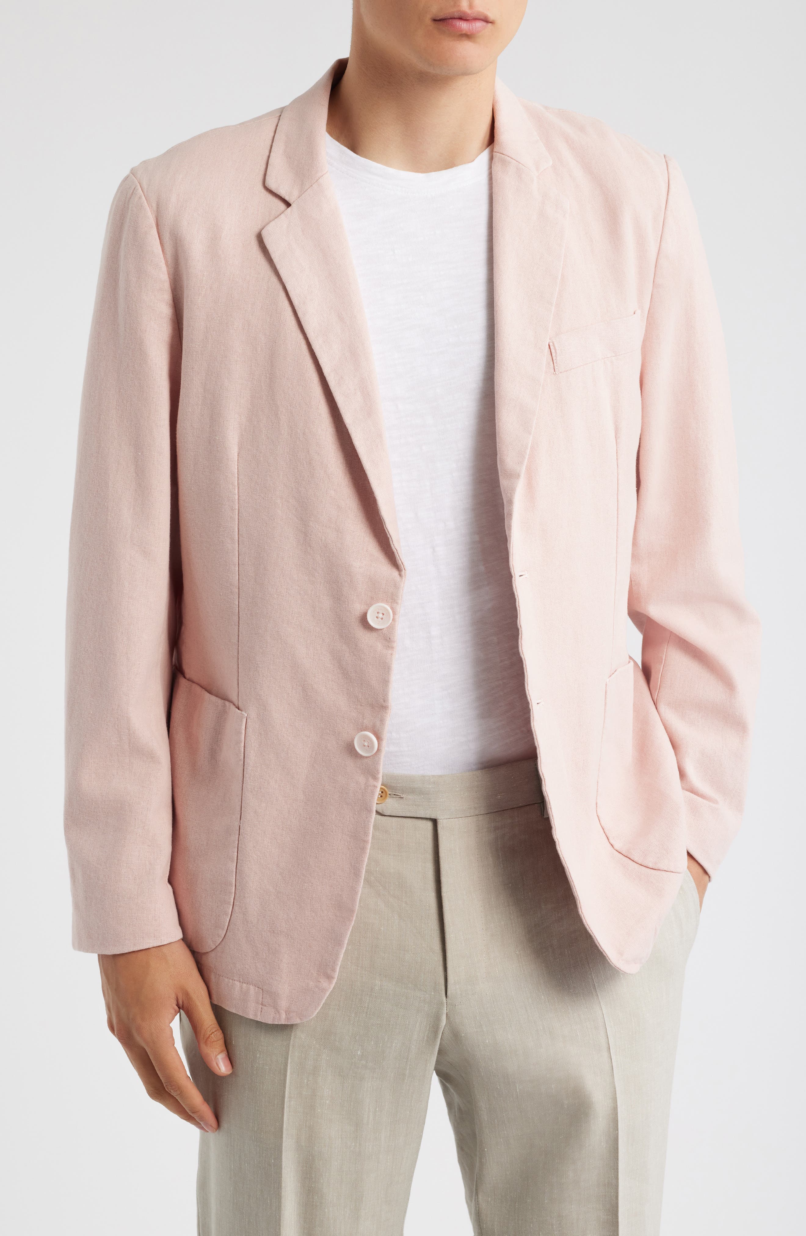 Percival Tailored Fit Pink Linen & Cotton Suit Jacket