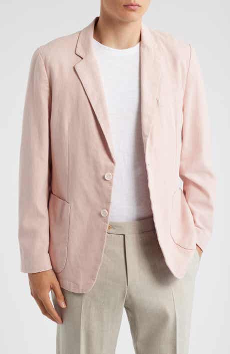 Percival Tailored Fit Pink Linen & Cotton Suit Jacket