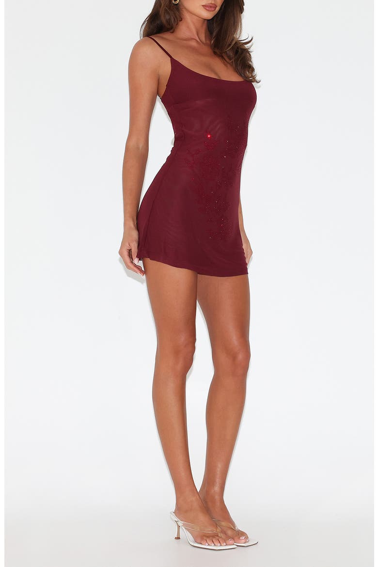Octavia Floral Embellished Semisheer Mesh Minidress, Alternate, color, PURPLE WINE