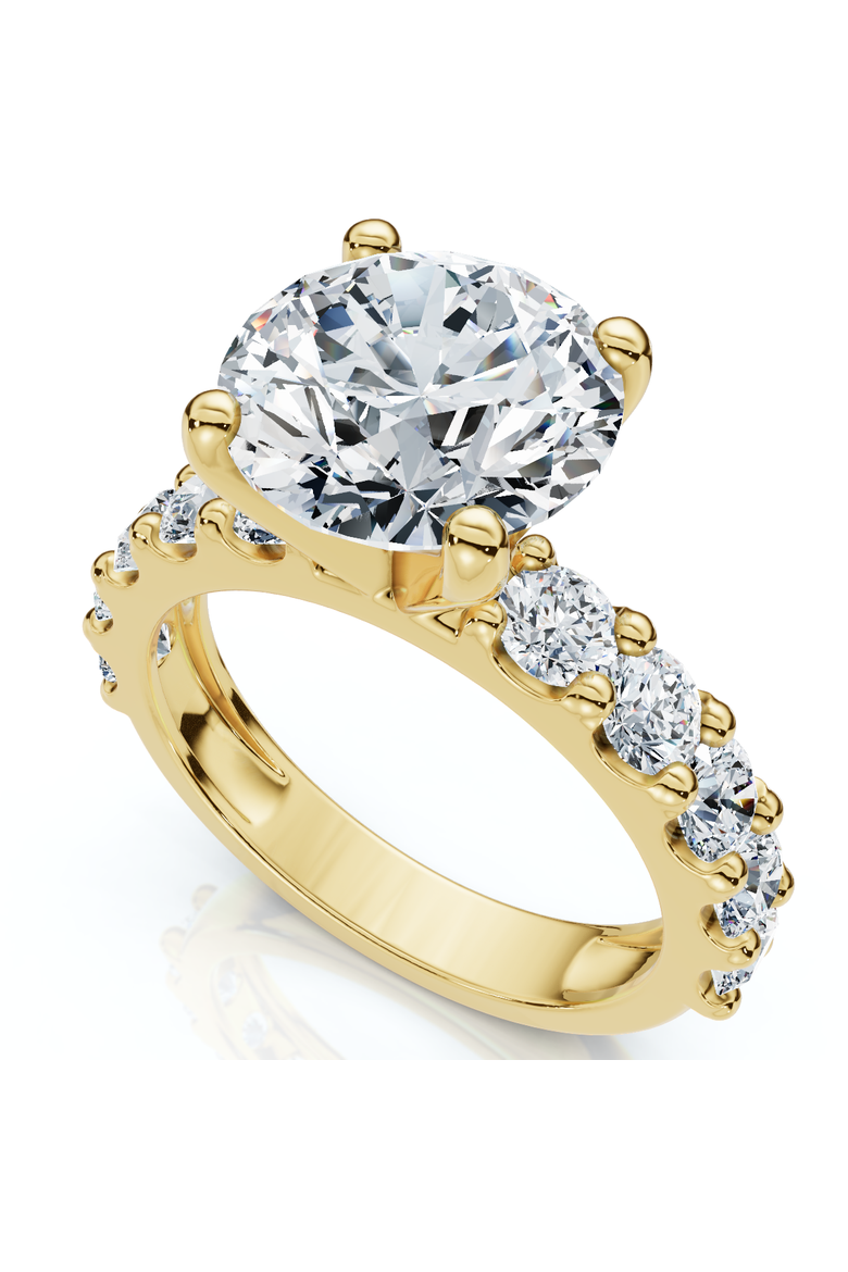 Certified 4Ct Round Cut Diamond Accent Engagement Ring 14k Gold Lab Grown, Main, color, 14k Yellow Gold