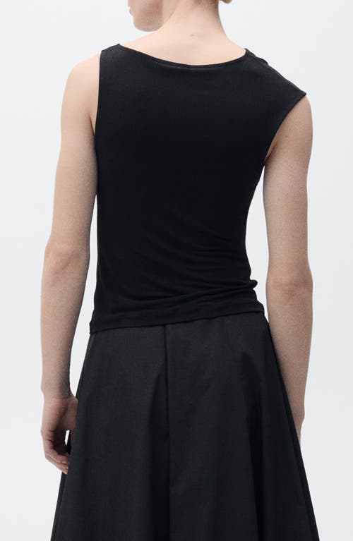 Mango Meli Asymmetric Jersey Top In Black
