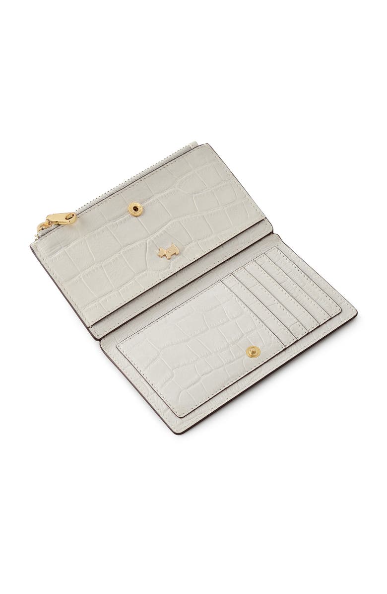 Radley Coin Street - Faux Croc Medium Ziptop Wallet, Alternate, color, Snow