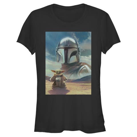Junior's Star Wars The Mandalorian and Grogu Din Djarin and The Child Desert Poster  Graphic T-Shirt