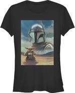 Star Wars: The Mandalorian and Grogu Junior's Star Wars The Mandalorian and Grogu Din Djarin and The Child Desert Poster  Graphic T-Shirt
