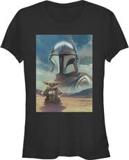 Star Wars: The Mandalorian and Grogu Junior's Star Wars The Mandalorian and Grogu Din Djarin and The Child Desert Poster Graphic T-Shirt