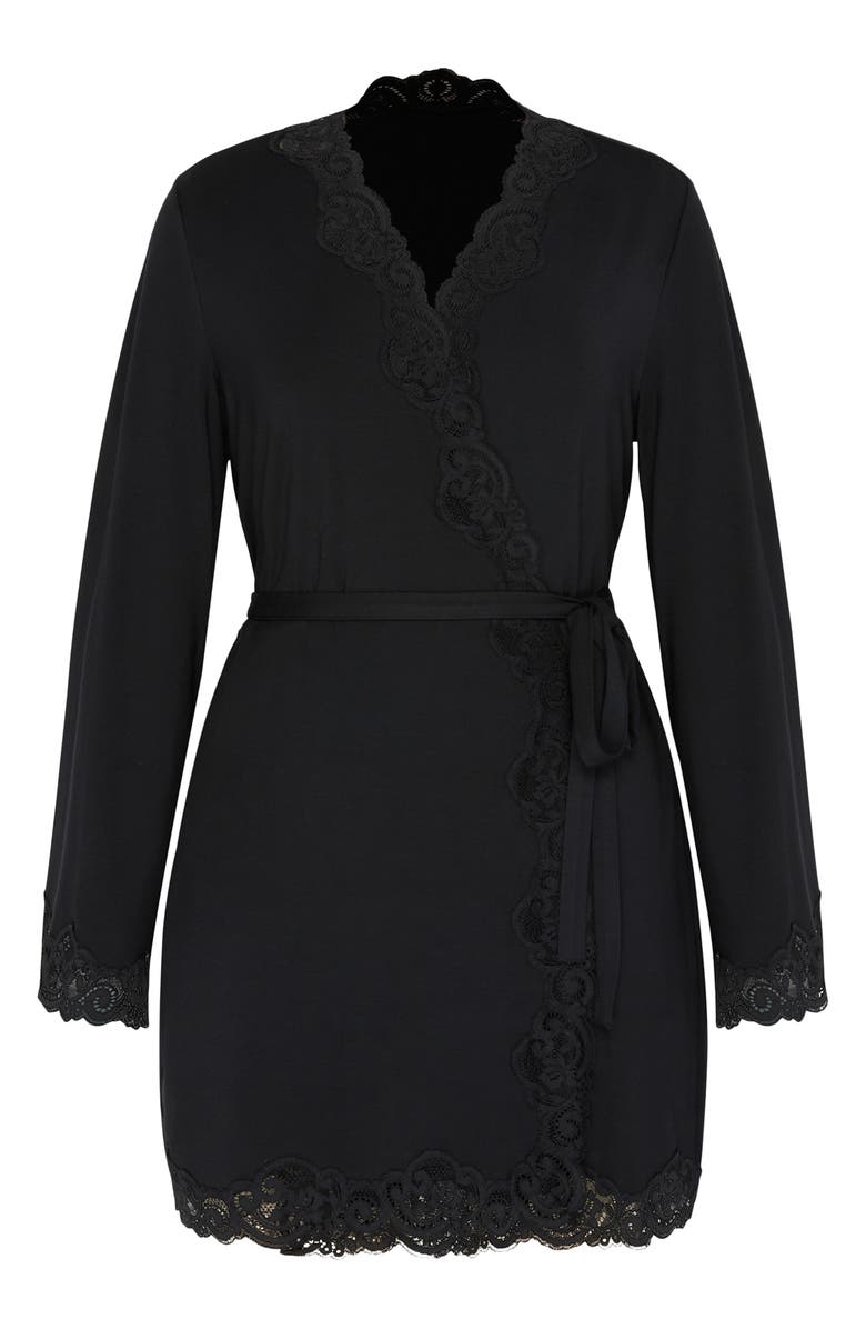 SAVAGE X FENTY Swirly Girly Short Robe, Alternate, color, Black Caviar