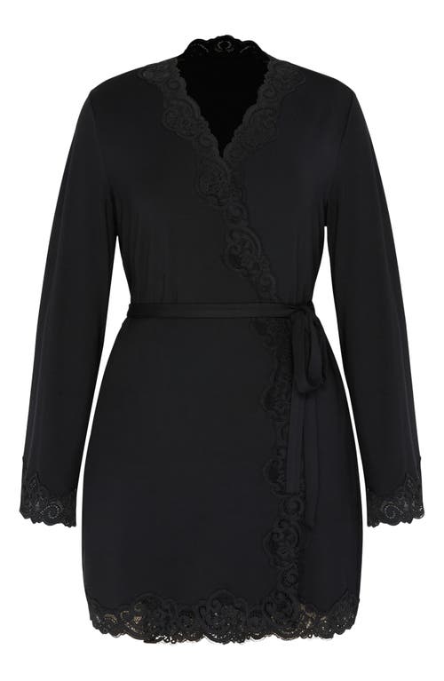 Savage X Fenty Swirly Girly Short Robe In Black