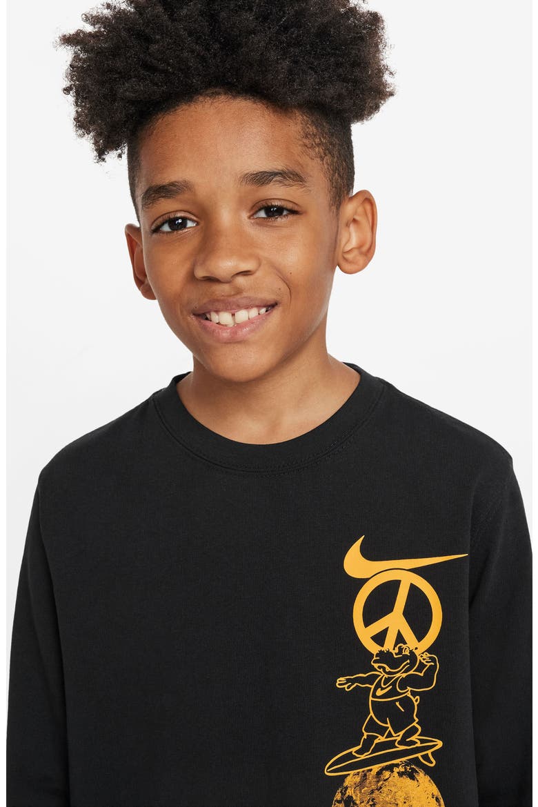 Kids' Sportswear Create Long Sleeve Cotton Graphic T-Shirt, Alternate, color, BLACK