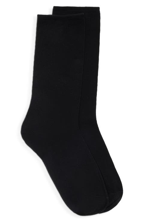 Shell Solid Cotton Blend Crew Socks