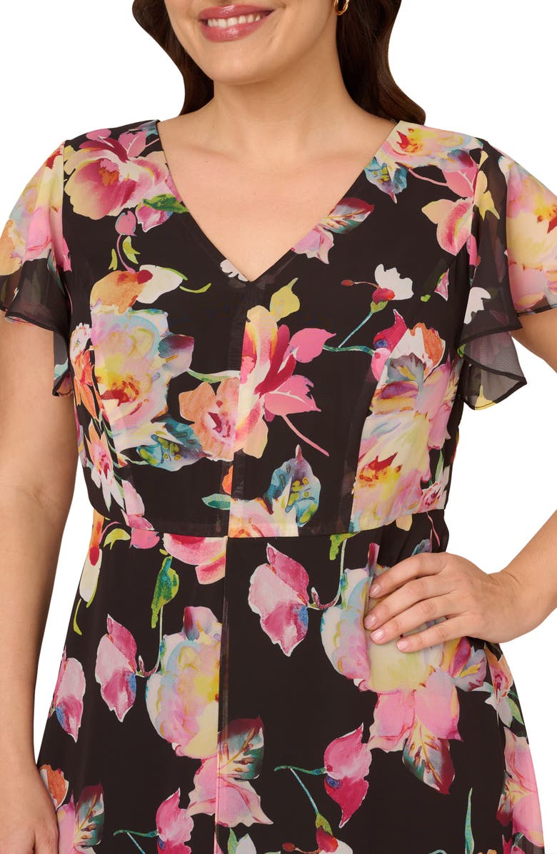 Adrianna Papell Floral Overlay Maxi Jumpsuit, Alternate, color, 