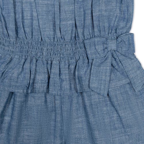 Shop Hope & Henry Girls' Organic Smocked Waist Chambray Romper, Kids In Blue Chambray