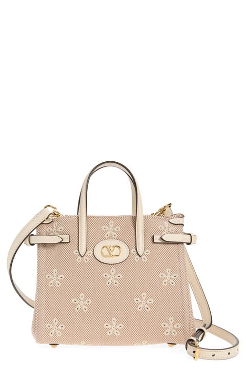 Small Antibes Flower Embroidered Eyelet Canvas Tote