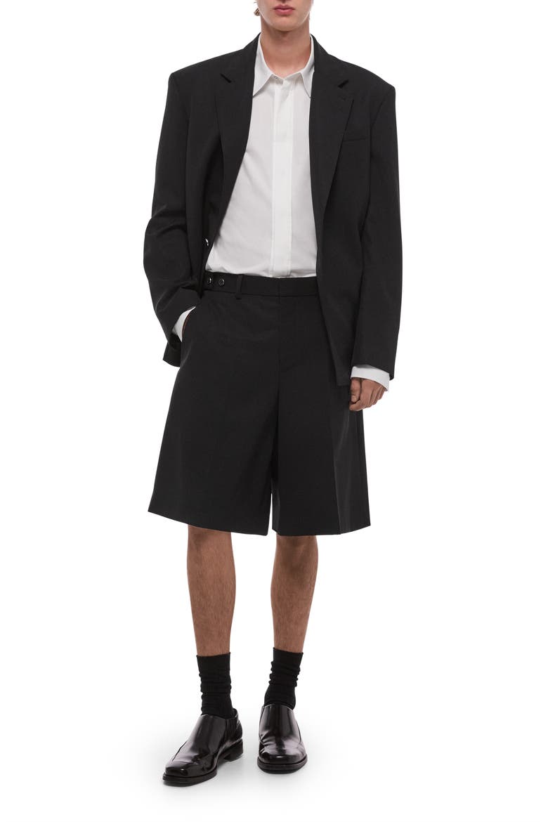 Gab Pleated Wool Shorts, Alternate, color, BLACK