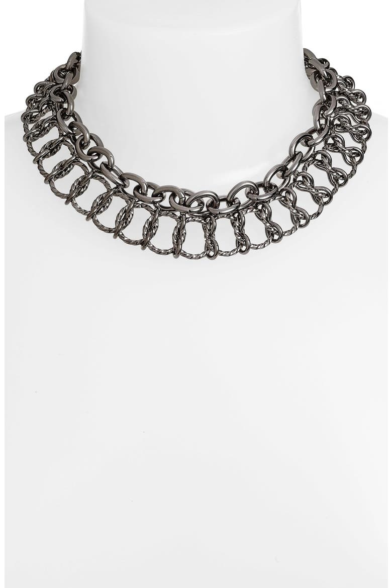 Double Row Link Necklace, Alternate, color, HEMATITE