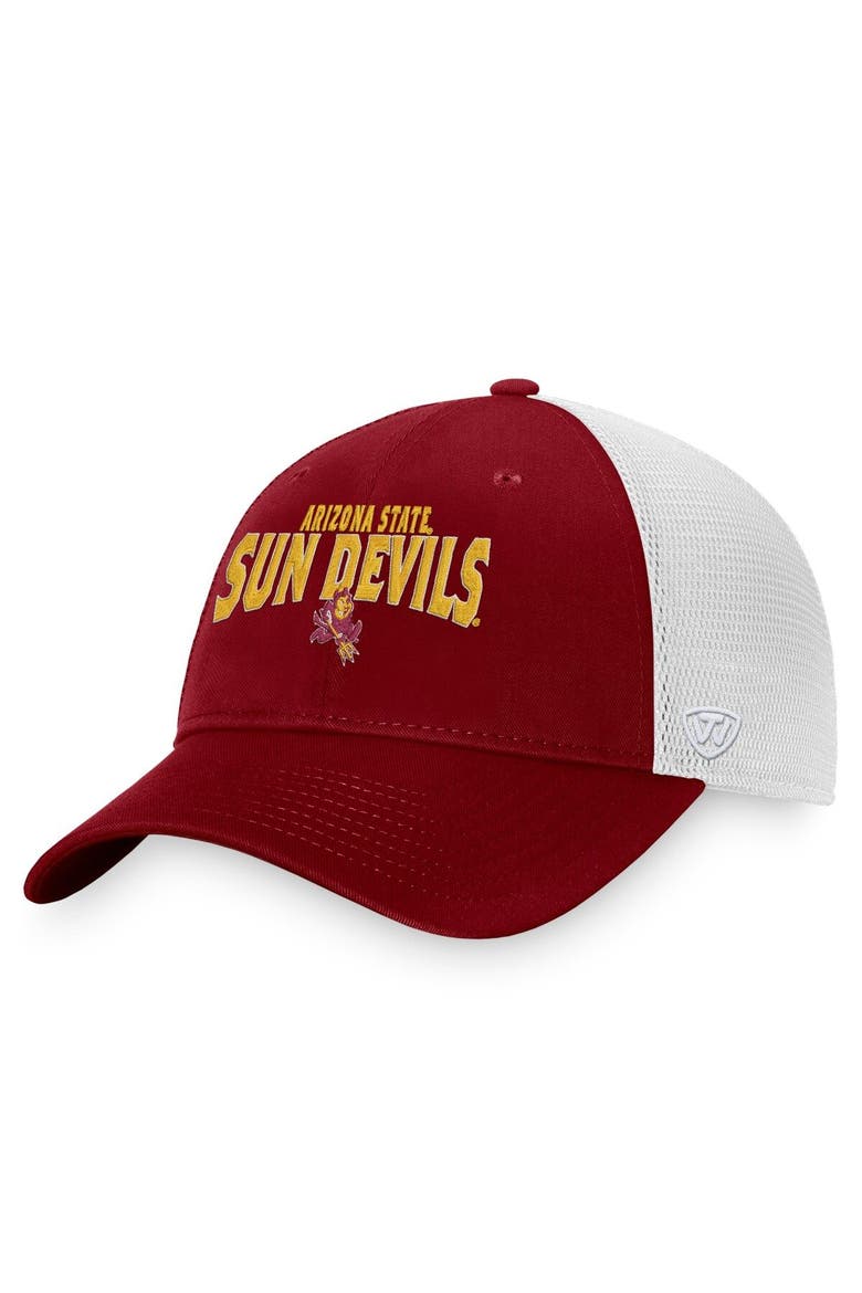 Men's Top of the World Maroon Arizona State Sun Devils Breakout Trucker Snapback Hat, Main, color, Maroon