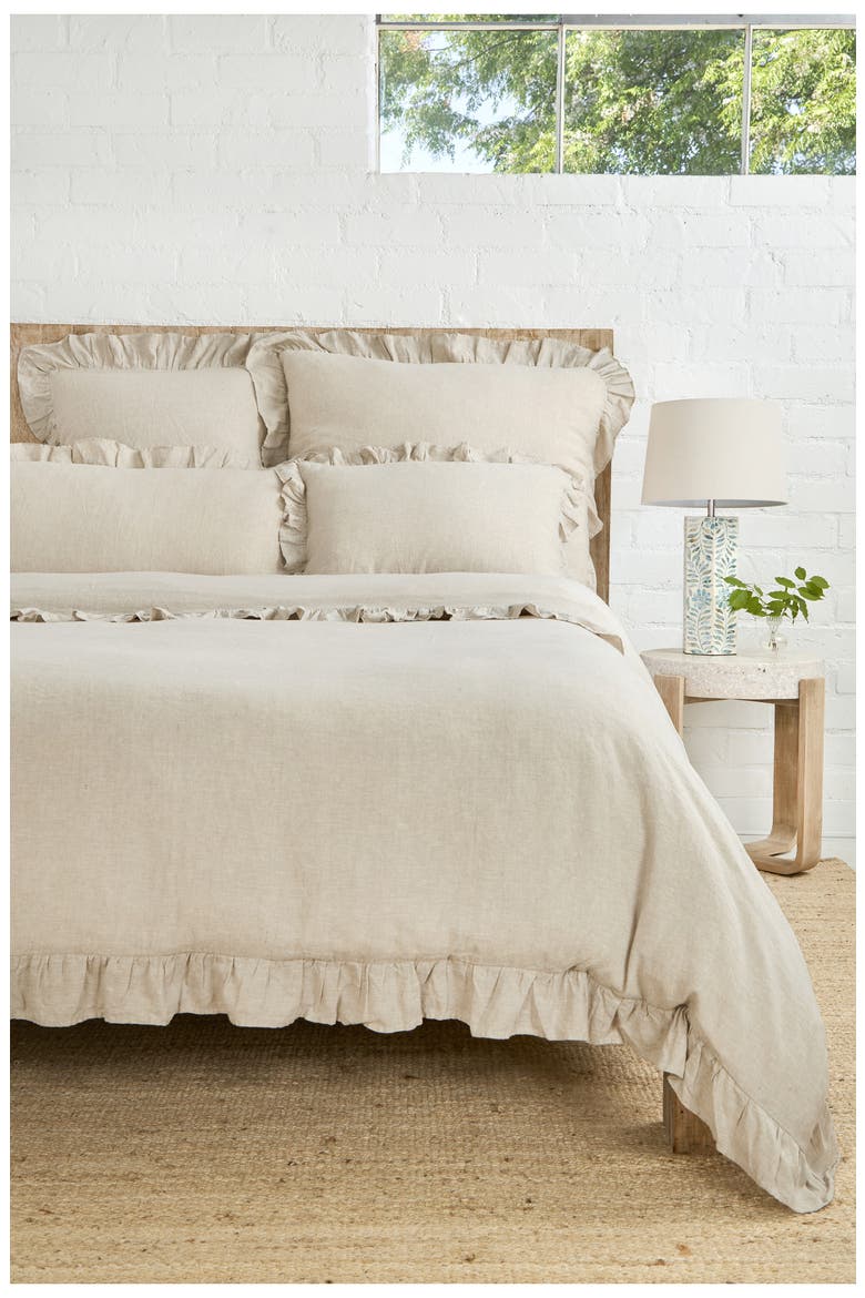 'Charlie' Linen Duvet Cover, Alternate, color, FLAX