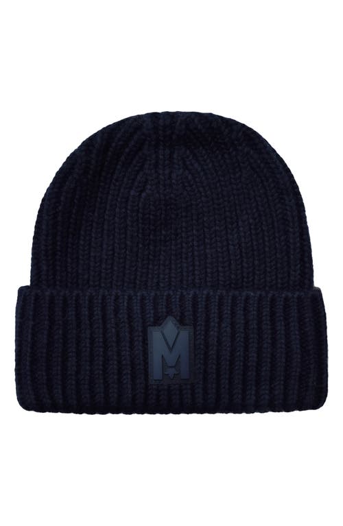 Mackage Jude Colorblock Wool Blend Rib Beanie In Blue
