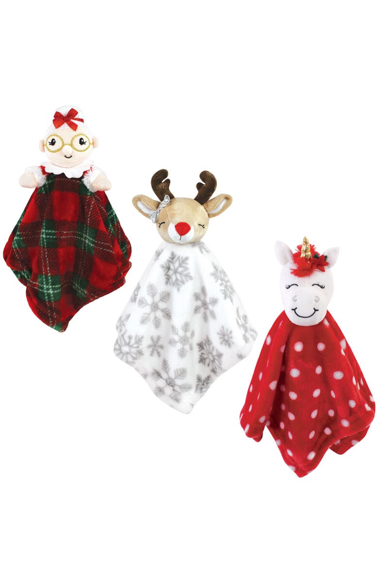 Hudson Baby Triple Pack Comfort Blankets, Main, color, Mrs Claus