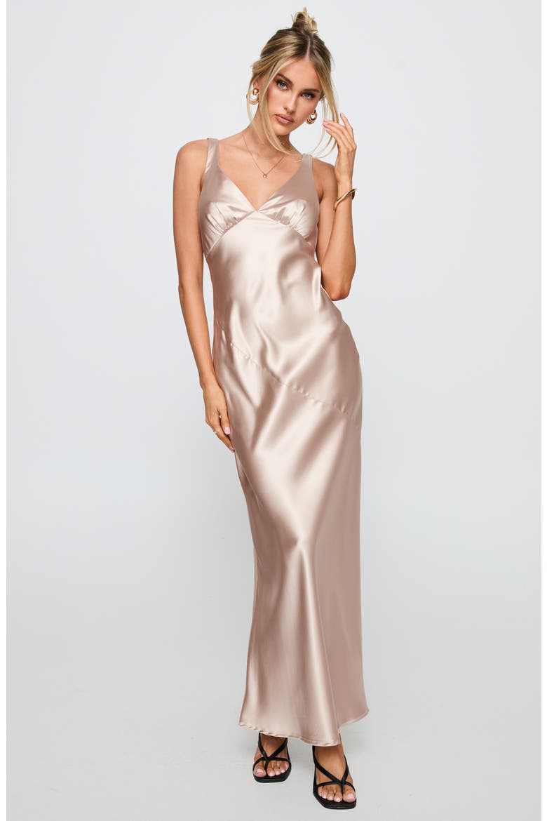 Northern Star Open Back Satin Gown, Alternate, color, CHAMPAGNE
