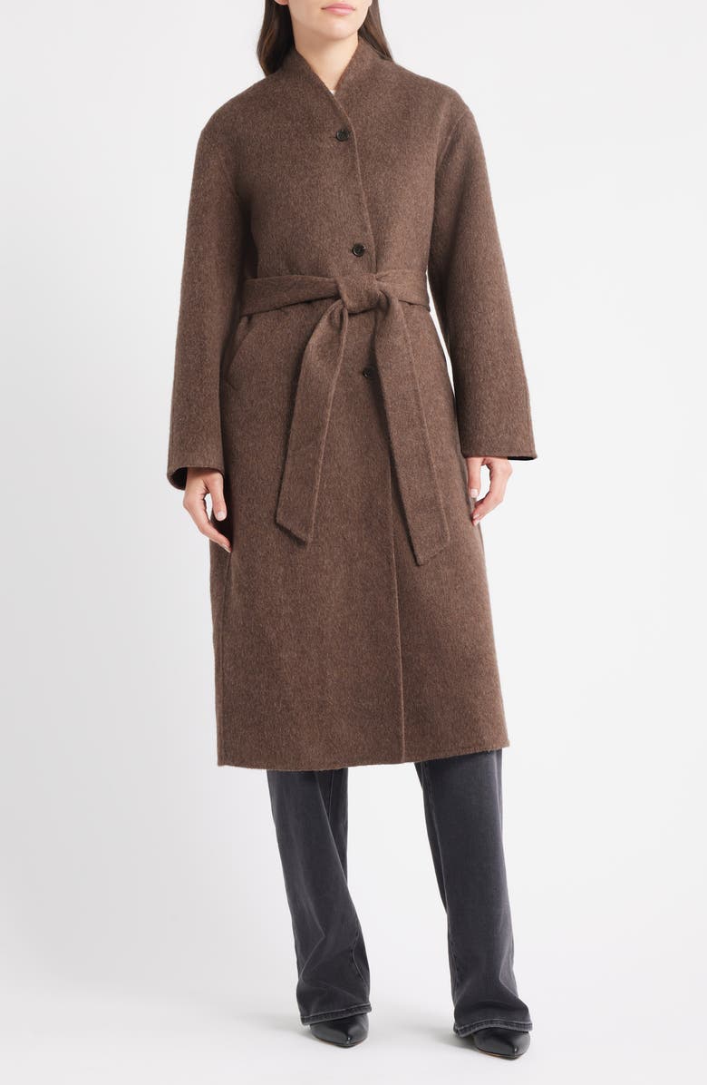 Rails Roland Tie Waist Wool Blend Coat, Main, color, Heather Umber