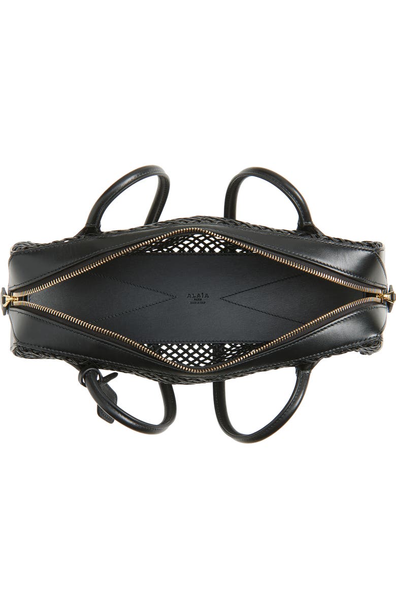 Alaïa Medium Le Teckel East/West Woven Leather Shoulder Bag, Alternate, color, Noir