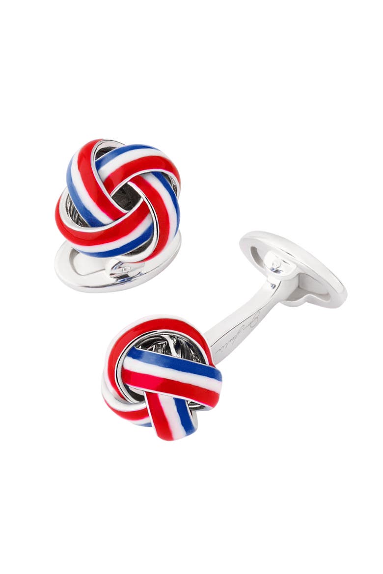 Enamel Knot Sterling Cufflinks, Main, color, Red, White and Blue
