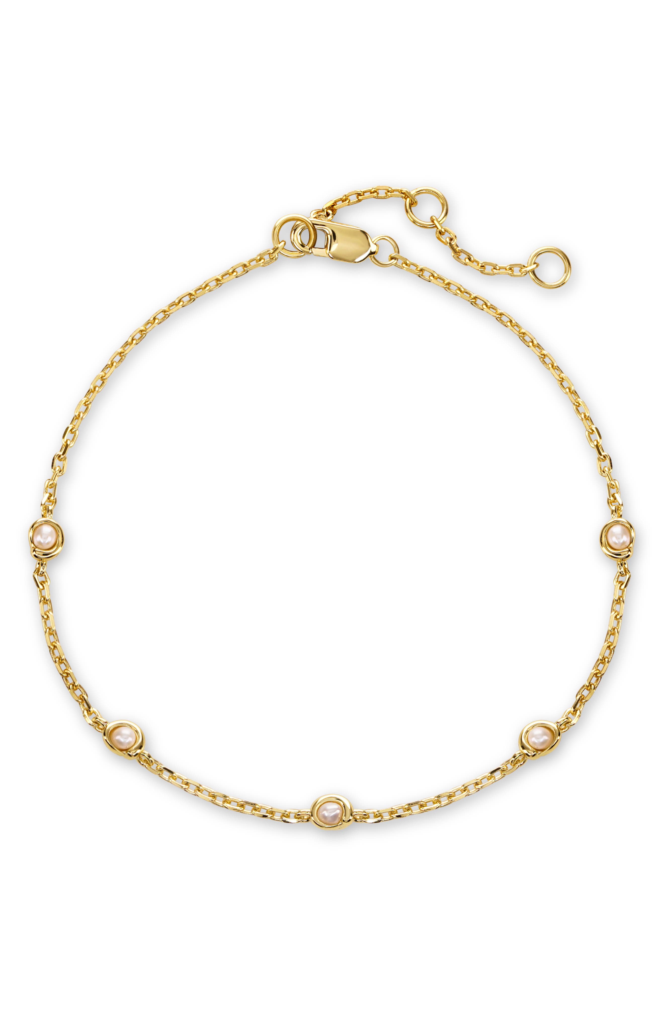 DEVATA Freshwater Pearl Station Chain Bracelet