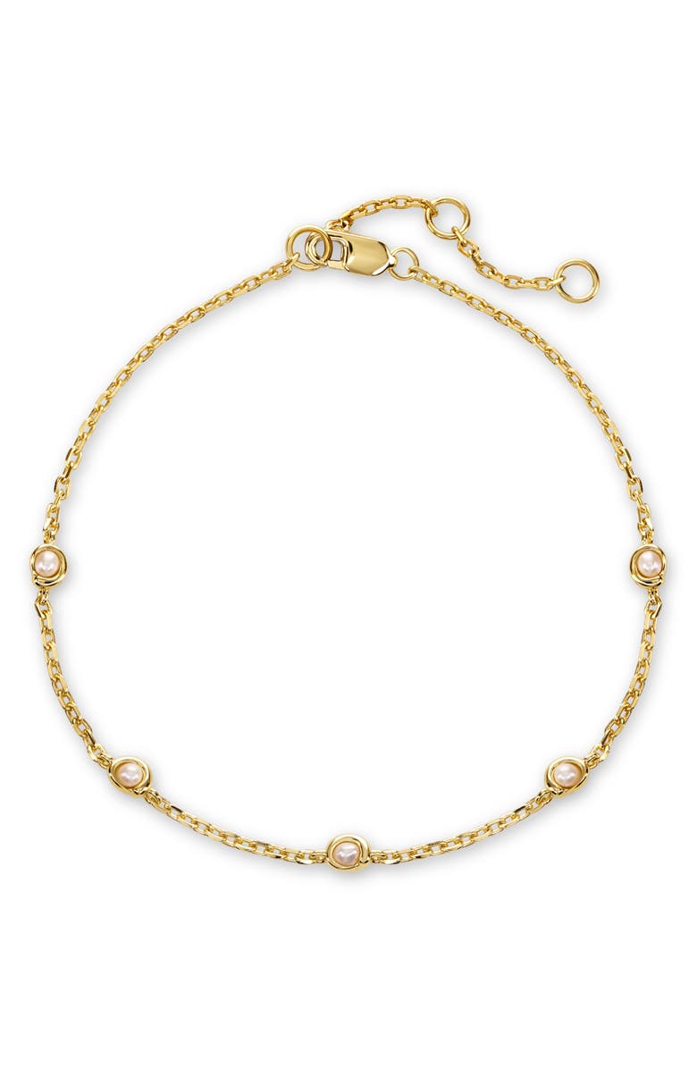 DEVATA Freshwater Pearl Station Chain Bracelet, Main, color, Gold