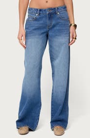 EDIKTED Lauryn Low Rise Wide Leg Jeans