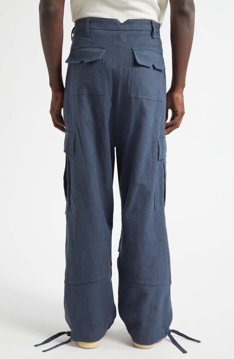Rhude Linen Parachute Cargo Pants, Alternate, color, Navy