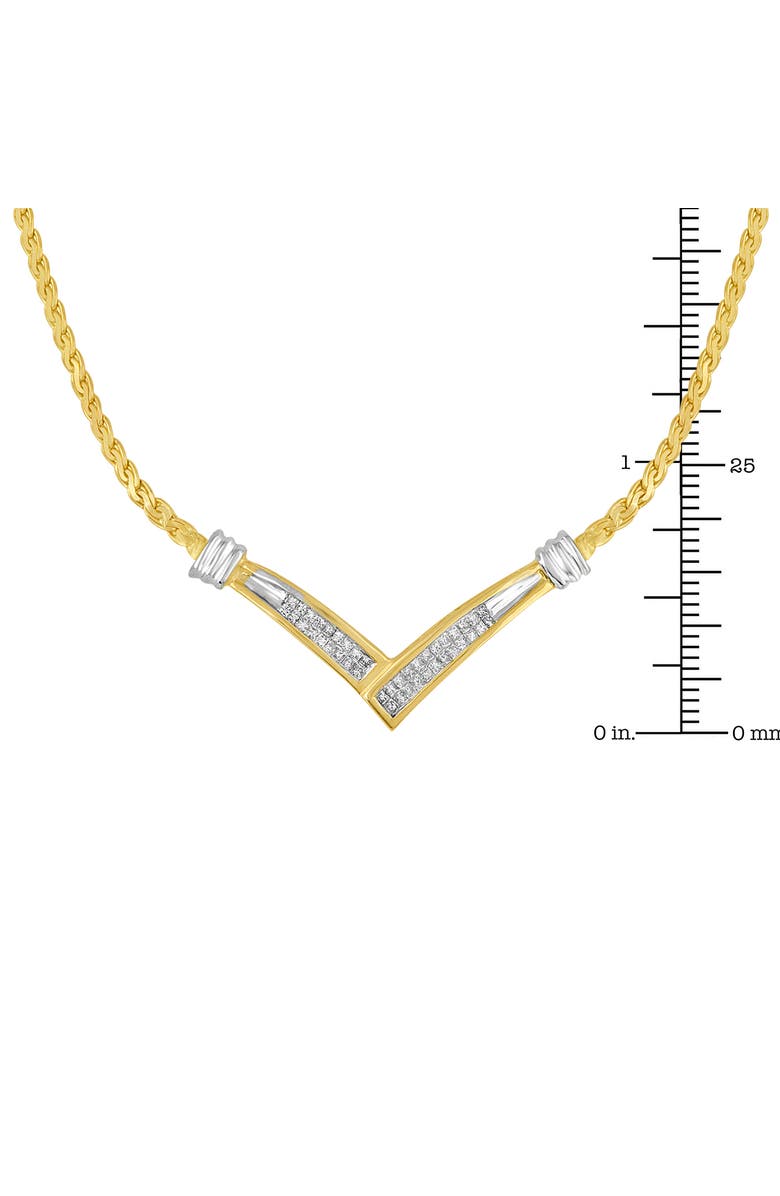 Haus of Brilliance 10K Yellow and White Gold 1/2 Cttw Diamond "V" Shape 18" Franco Chain Necklace, Alternate, color, Yellow