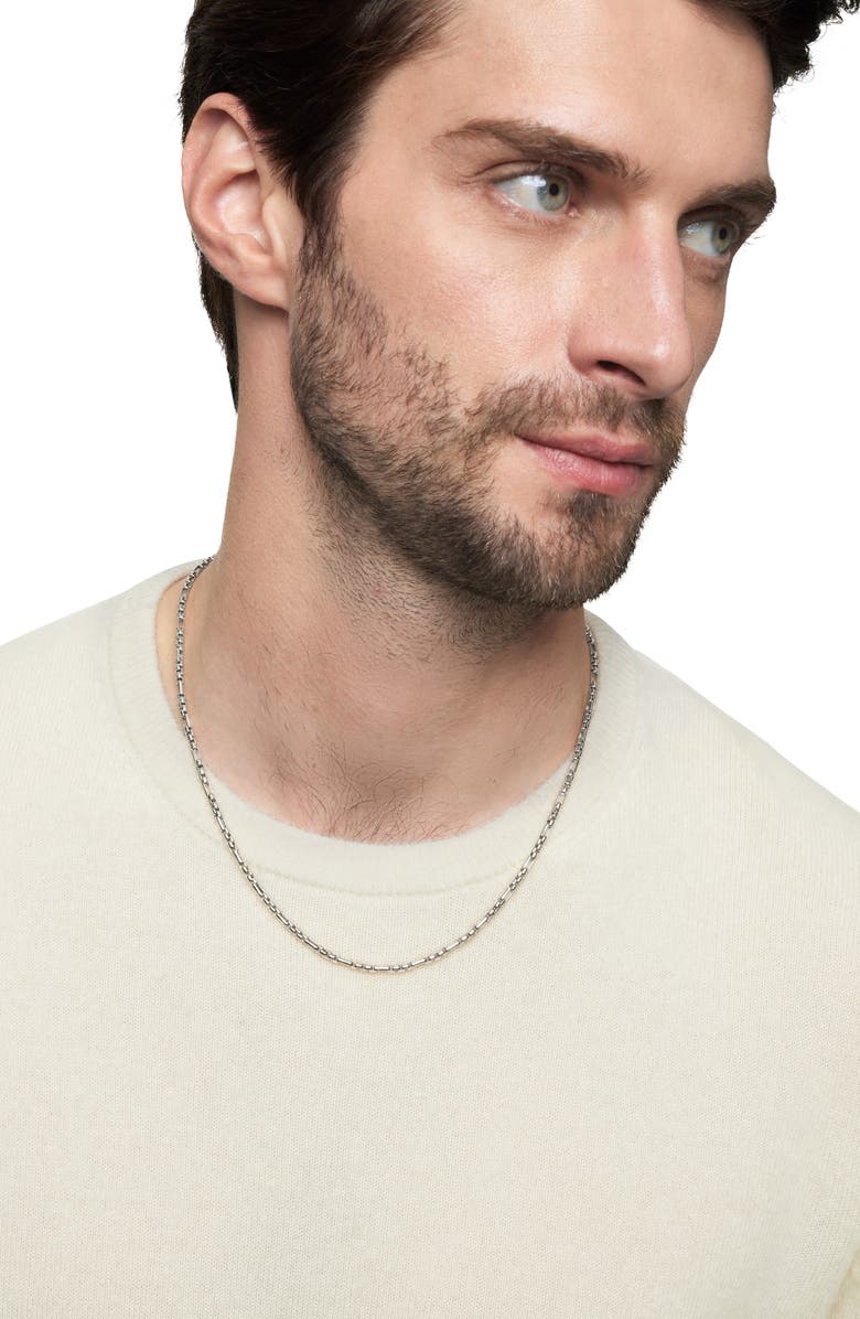 David Yurman Men's Open Station Box Chain Necklace in Sterling Silver, 3mm, Alternate, color, Silver