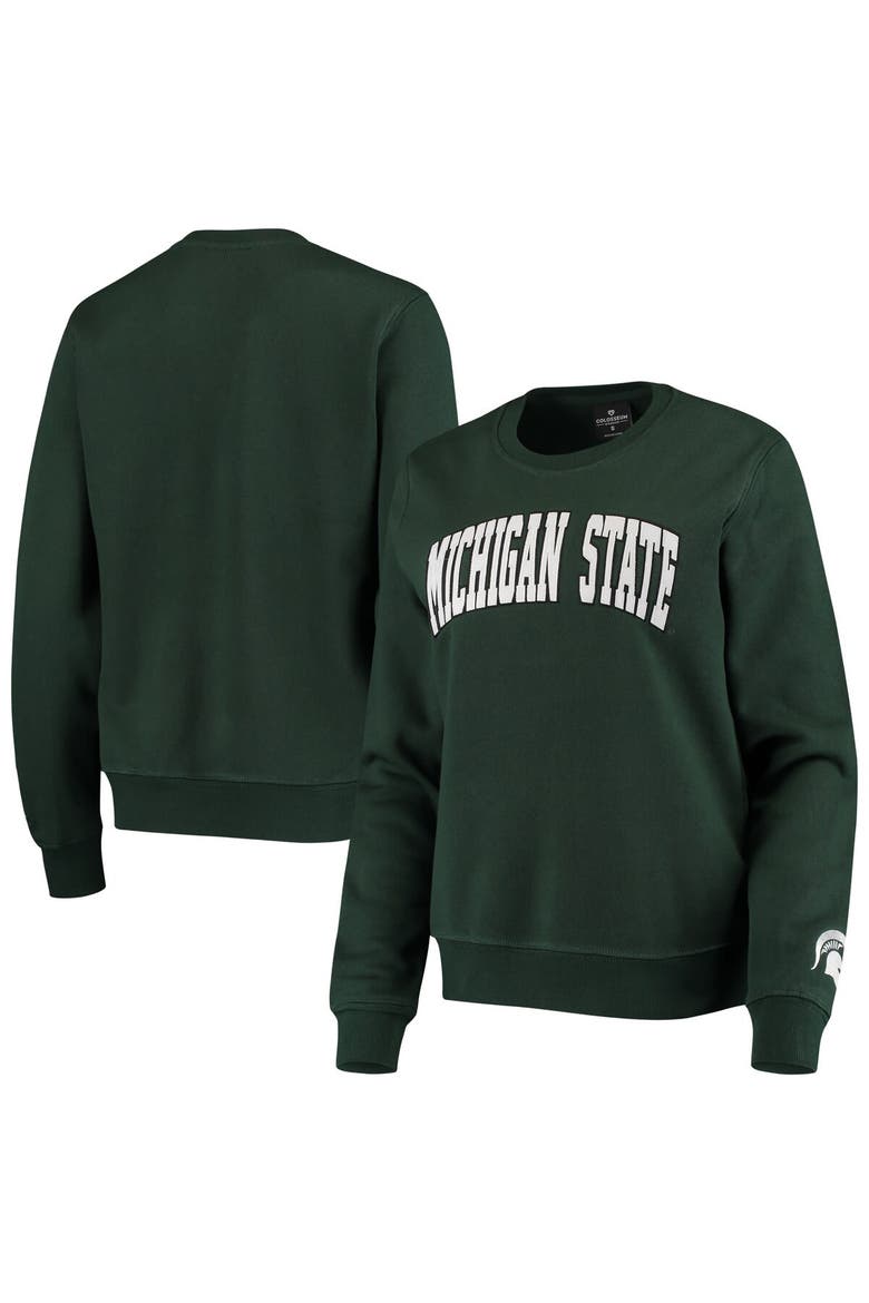Women's Colosseum Green Michigan State Spartans Campanile Pullover Sweatshirt, Main, color, Green