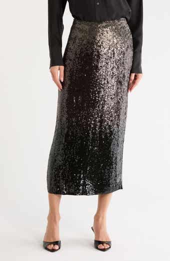 Sylkie Sequin Silk Midi Skirt