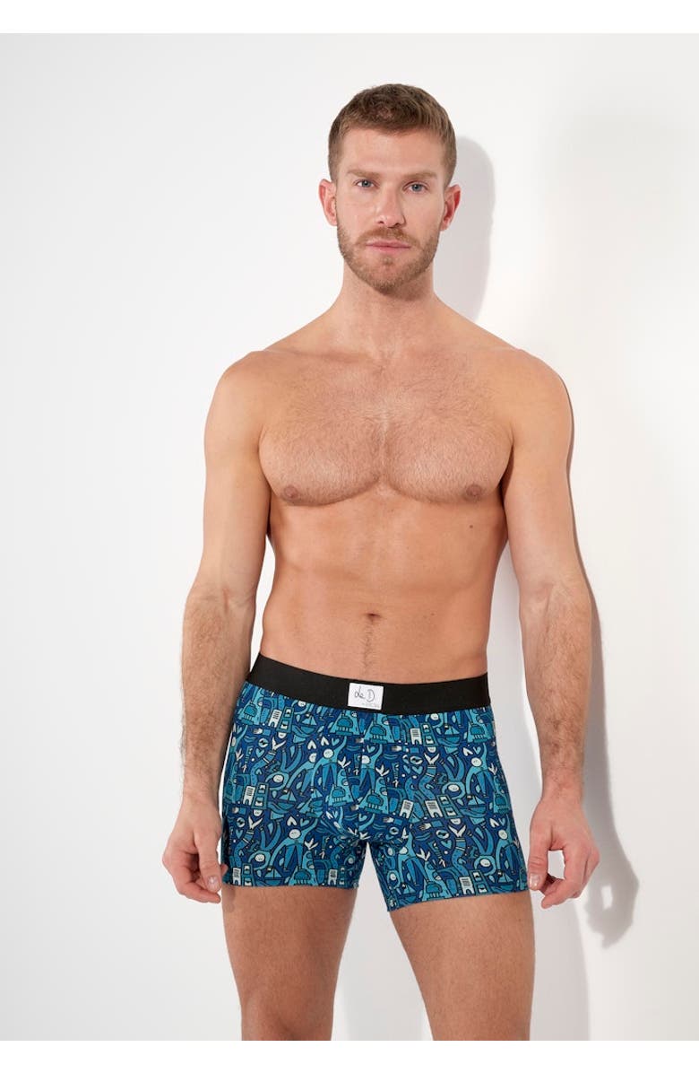 HOM Voyages Boxer Briefs, Alternate, color, Blue Print