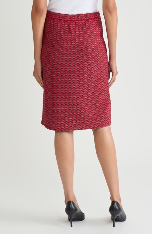 Ming Wang Textured Stitch Pencil Skirt In Red