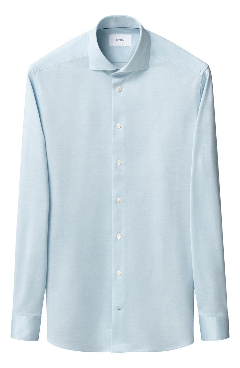 Eton Contemporary Fit Filo di Scozia Jersey Dress Shirt, Alternate, color, Light Green