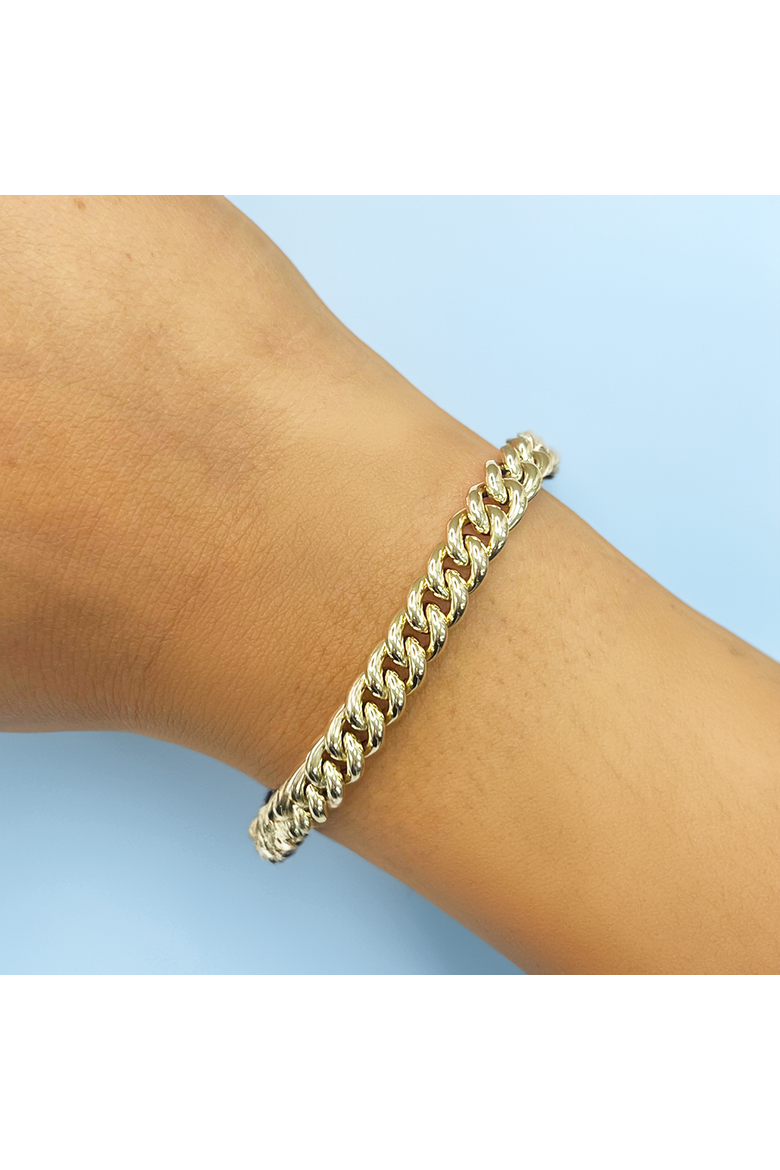 Fancy Curb Bracelet, Alternate, color, Yellow Gold