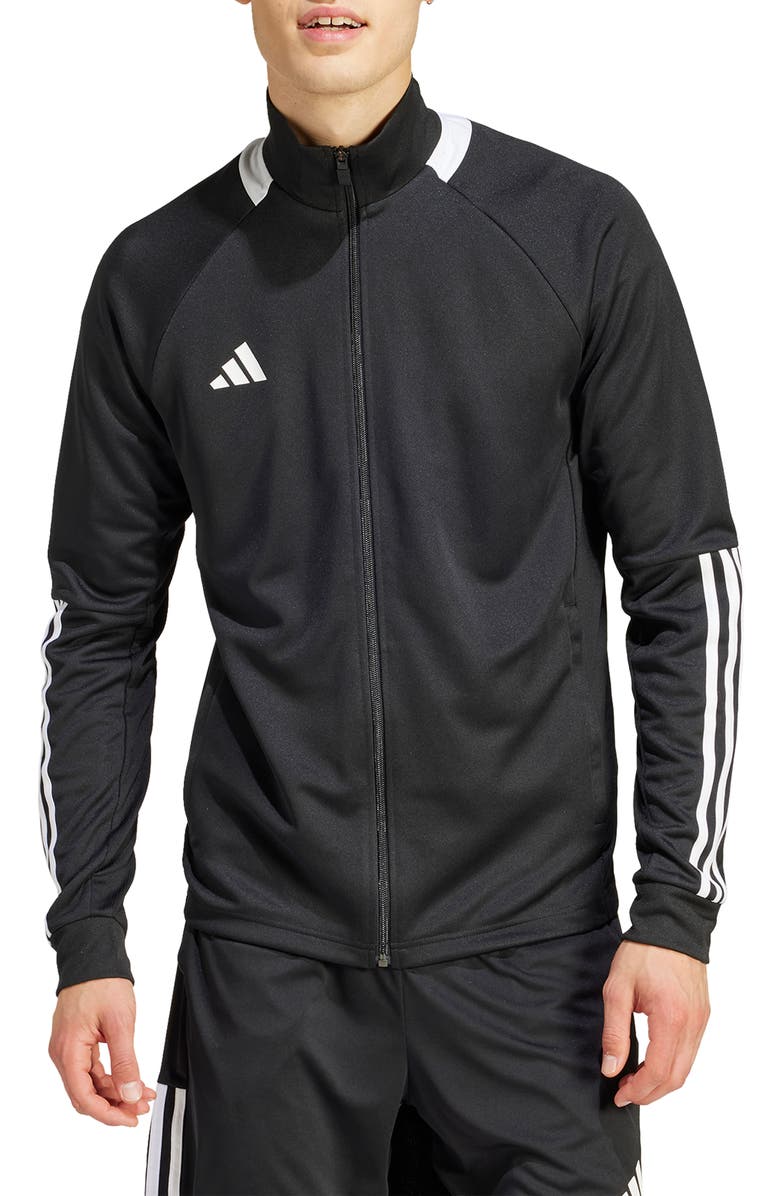 adidas Sereno AEROREADY 3-Stripes Jacket, Main, color, Black/ White