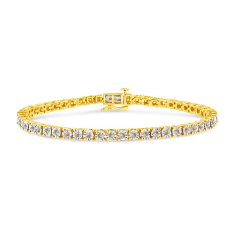14K Yellow Gold Plated Silver 3.0 Cttw Miracle-Set Diamond Tennis Bracelet