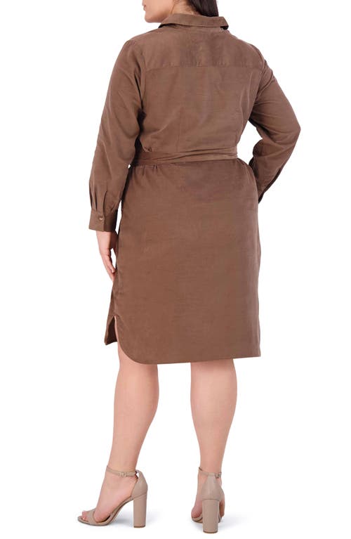 Foxcroft Rocca Long Sleeve Corduroy Shirtdress In Brown