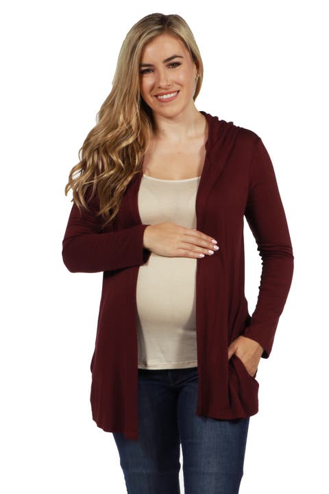 Open Front Lightweight Hooded Maternity Cardigan