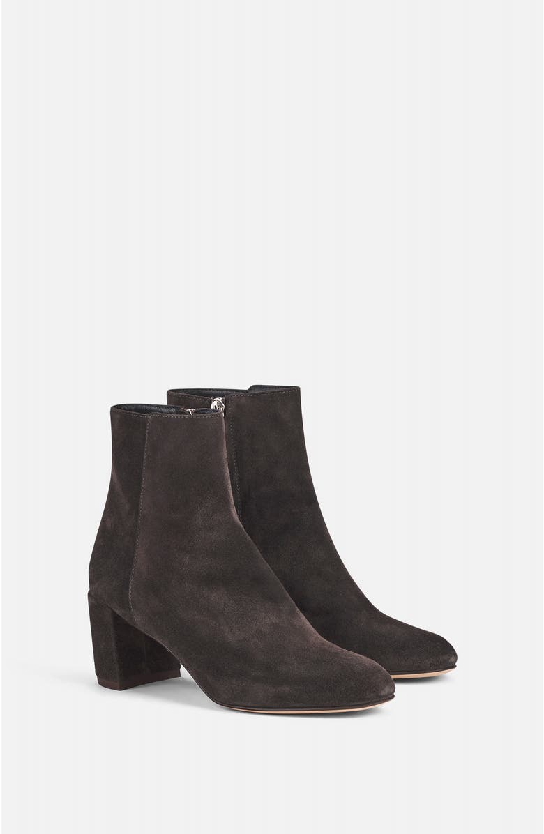 AGL Lynn Bootie Heeled Leather Ankle Boot, Alternate, color, Charcoal