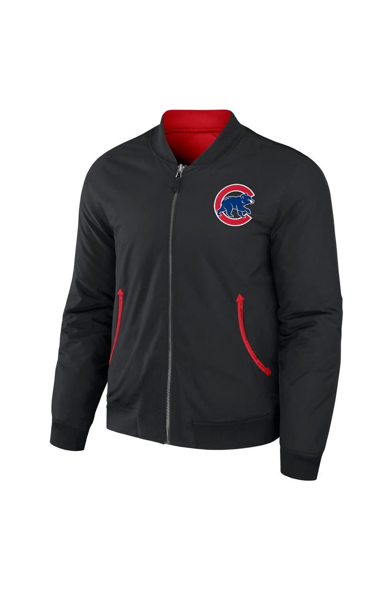 Men's Darius Rucker Collection by Fanatics Black/Red Chicago Cubs Reversible Full-Zip Bomber Jacket, Alternate, color, Black